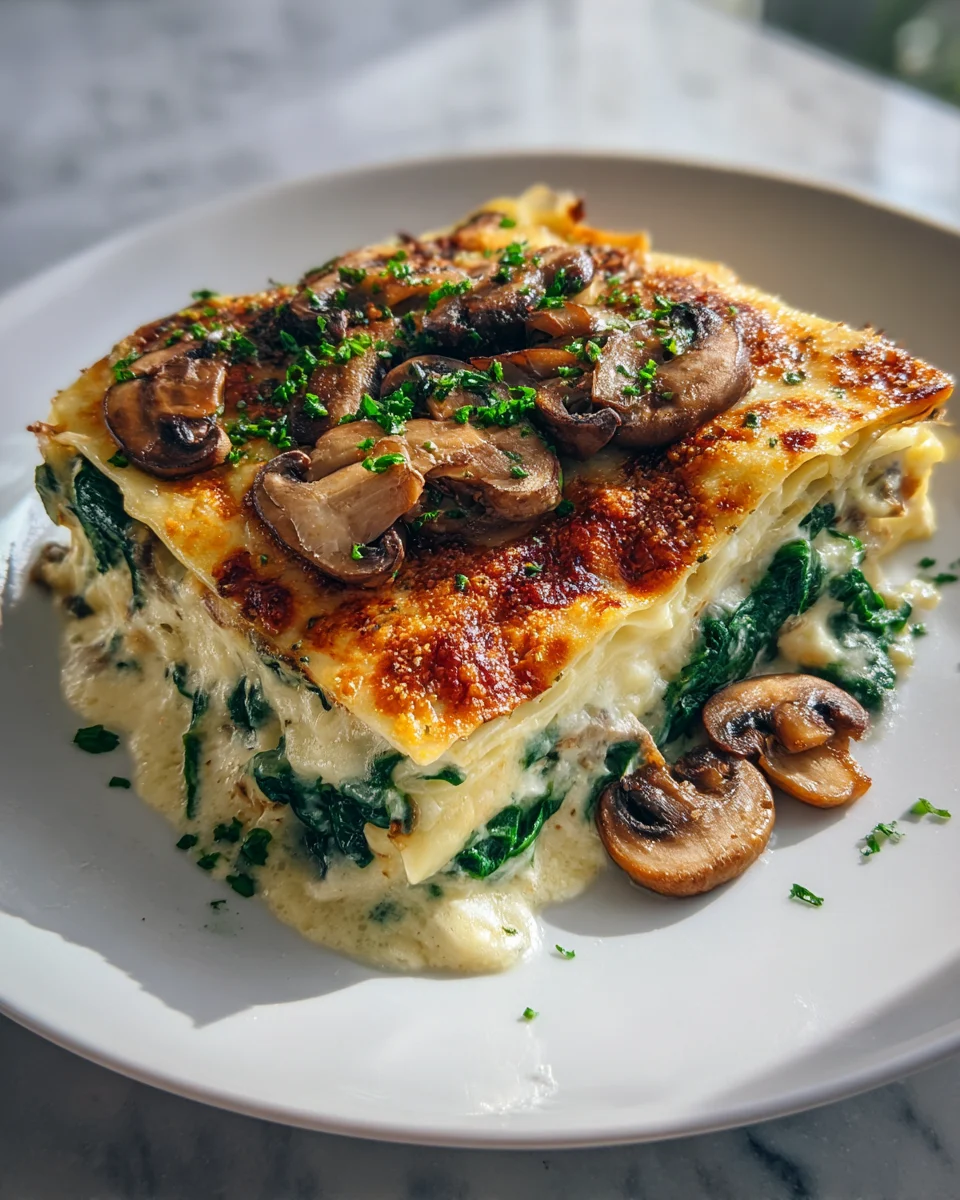 Spinach and Mushroom White Lasagna