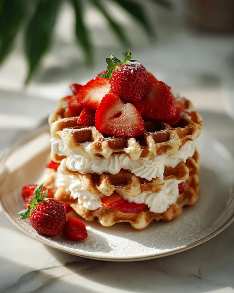 Strawberry Cheesecake Stuffed Waffles