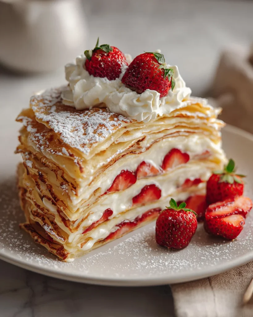 Strawberry Vanilla Bean Crêpe Cake