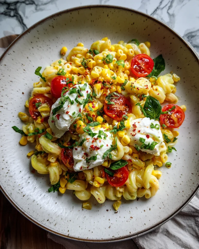 Sweet Corn Burrata Pasta Salad