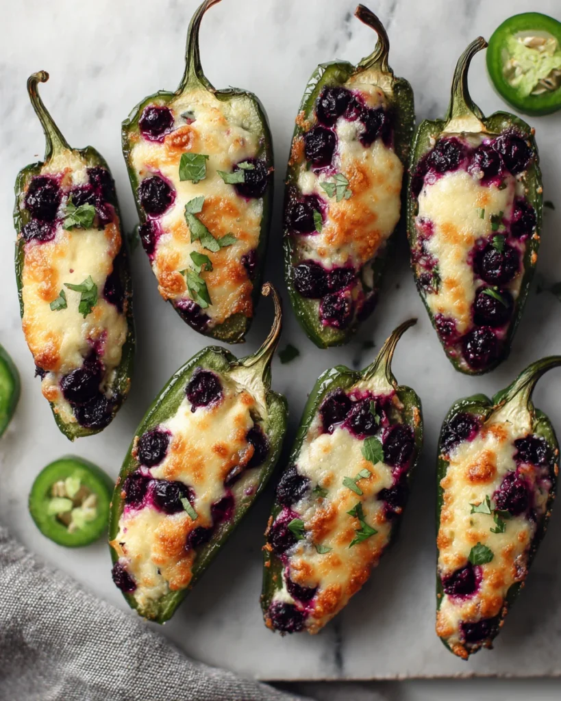 Sweet and Spicy Blueberry Brie Jalapeño Poppers