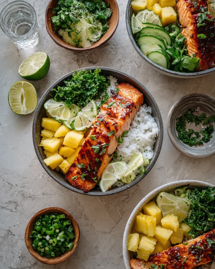 Teriyaki Salmon Pineapple Bowls