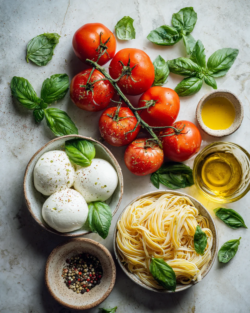 Tomato Burrata Basil Pasta Bake