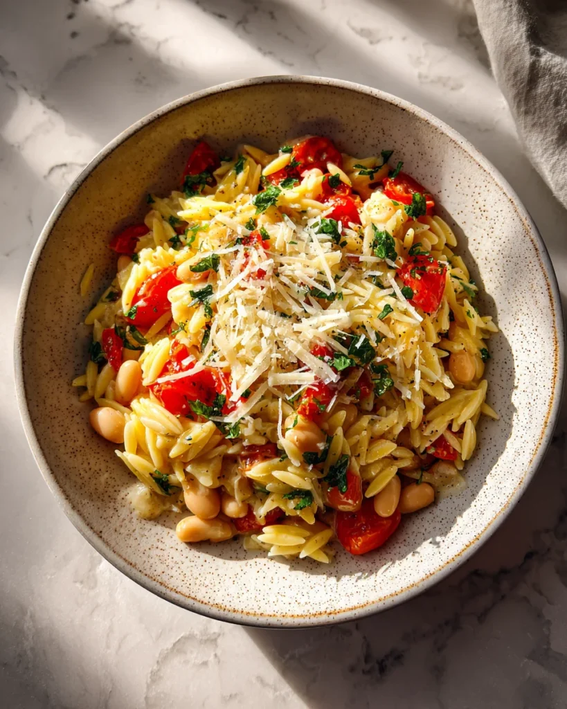 Tuscan White Bean Parmesan Orzo