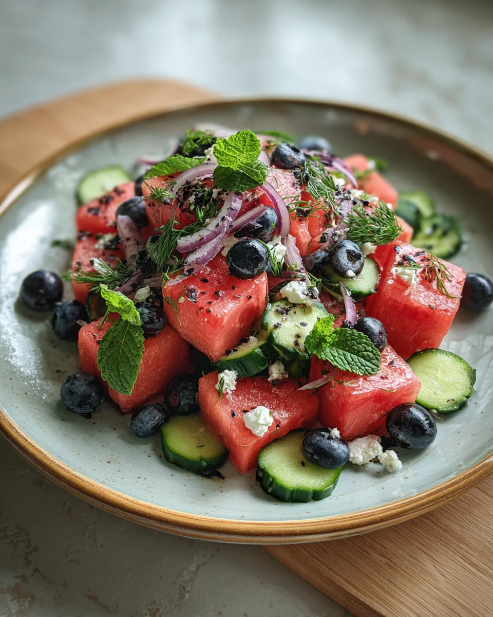 Watermelon Blueberry Feta Salad