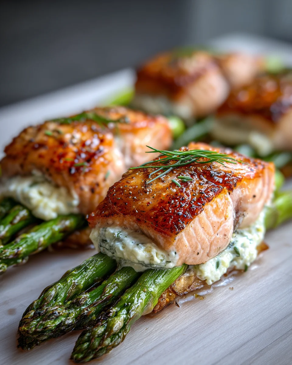 Asparagus Ricotta Stuffed Salmon Rolls