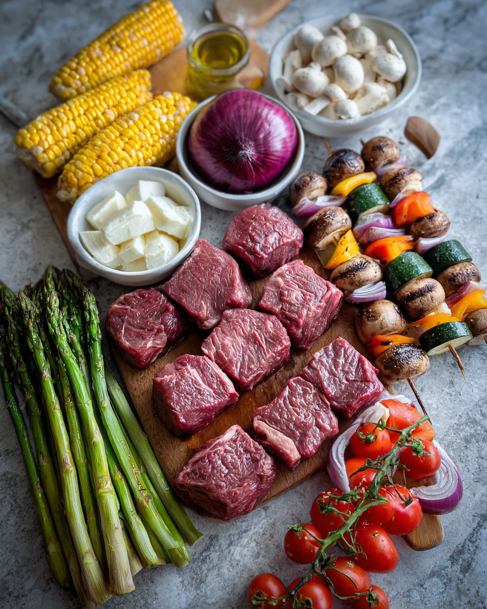 BBQ Steak And Vegetable Kabobs