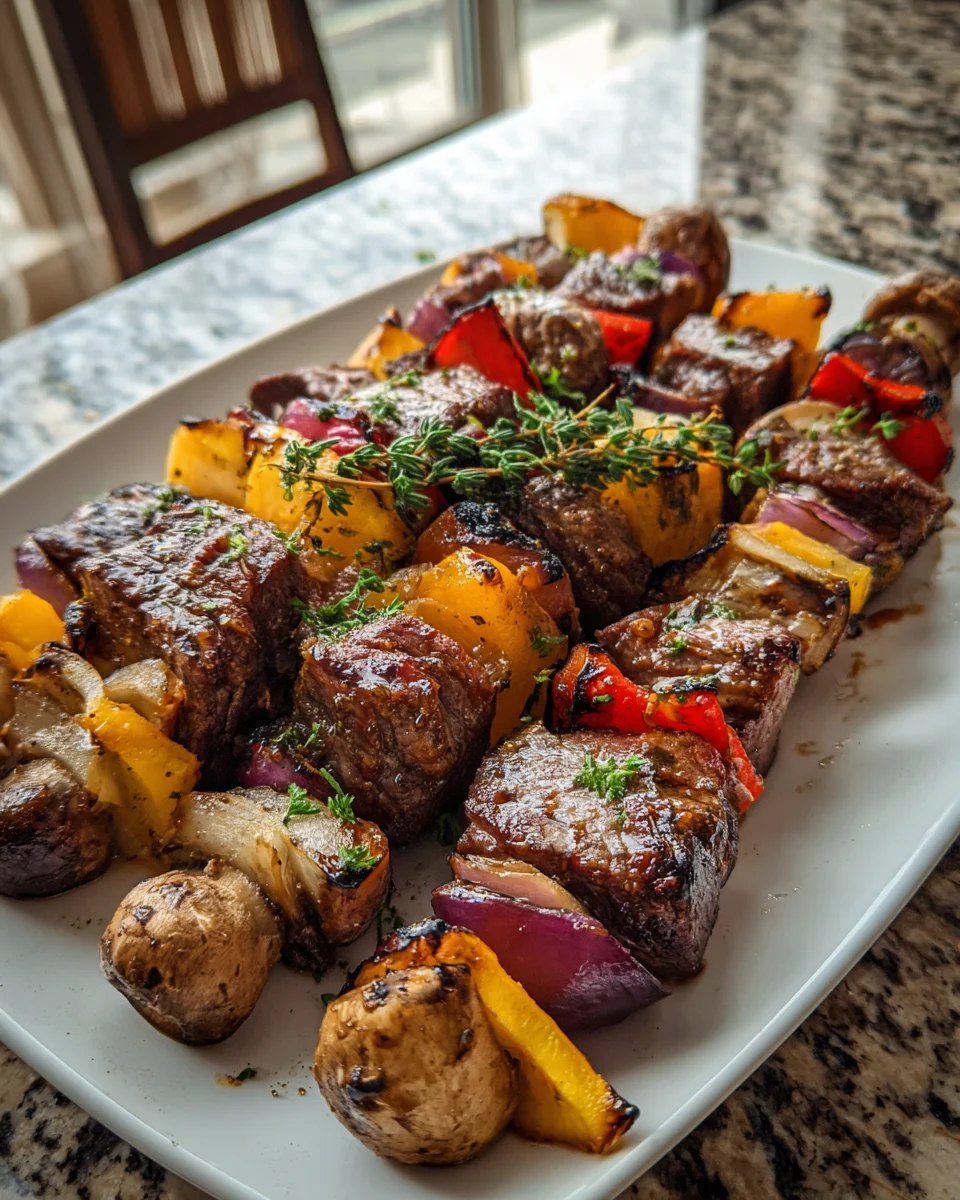 BBQ Steak And Vegetable Kabobs