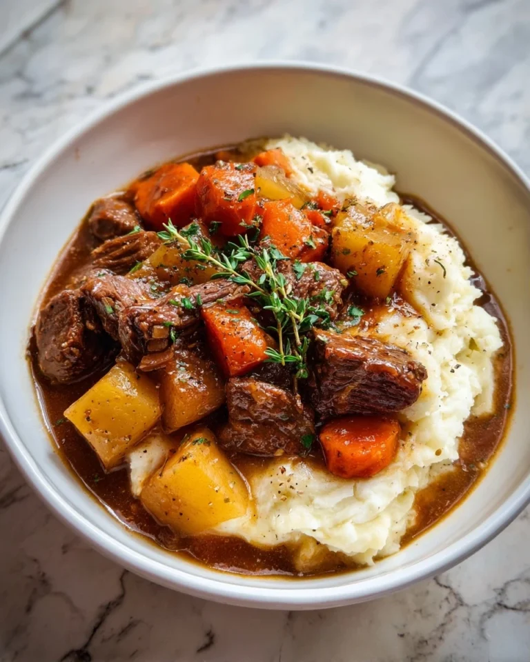 Hearty Beef Stew with Creamy Mashed Potatoes