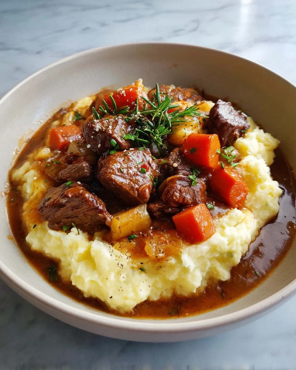 Hearty Beef Stew with Creamy Mashed Potatoes