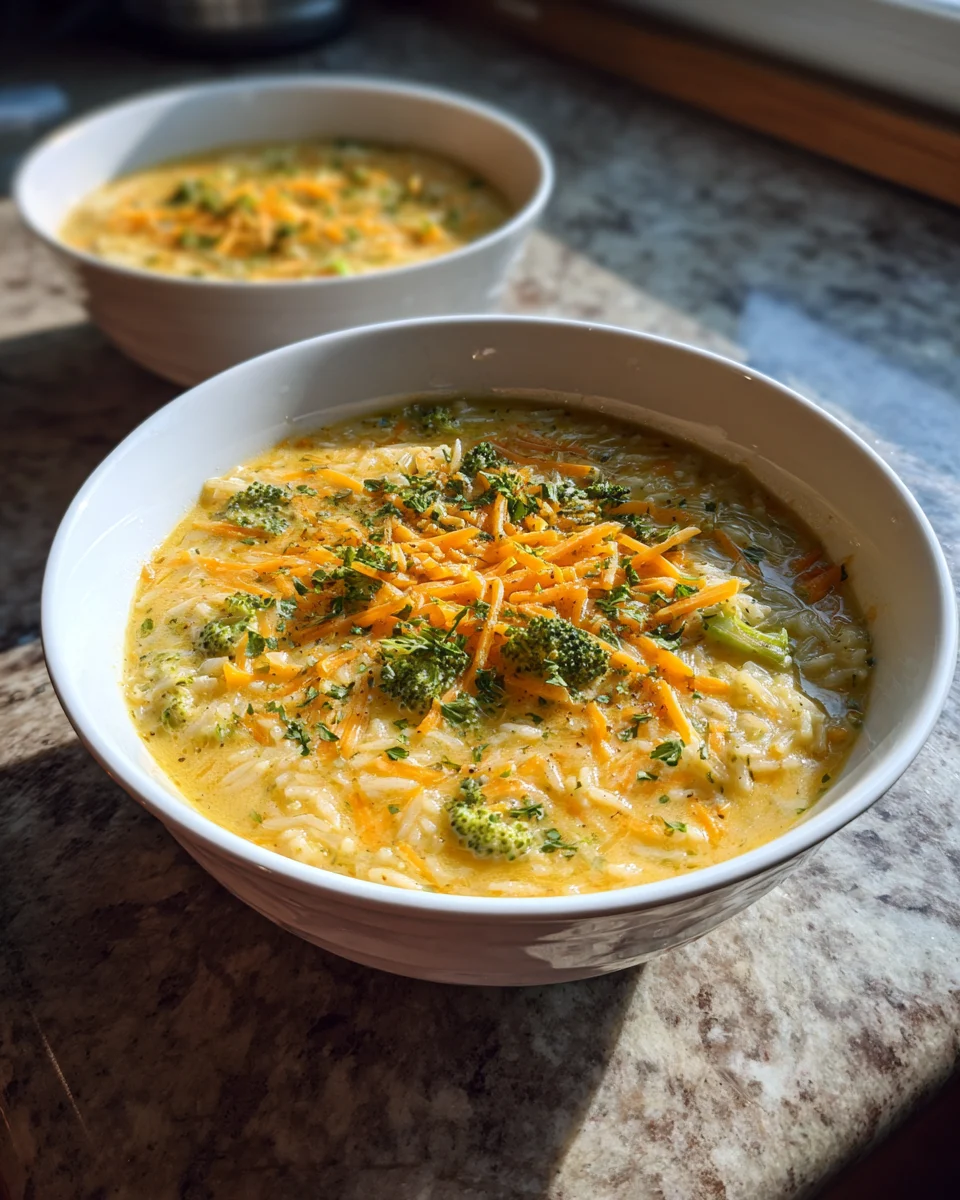 Broccoli Cheddar Rice Soup