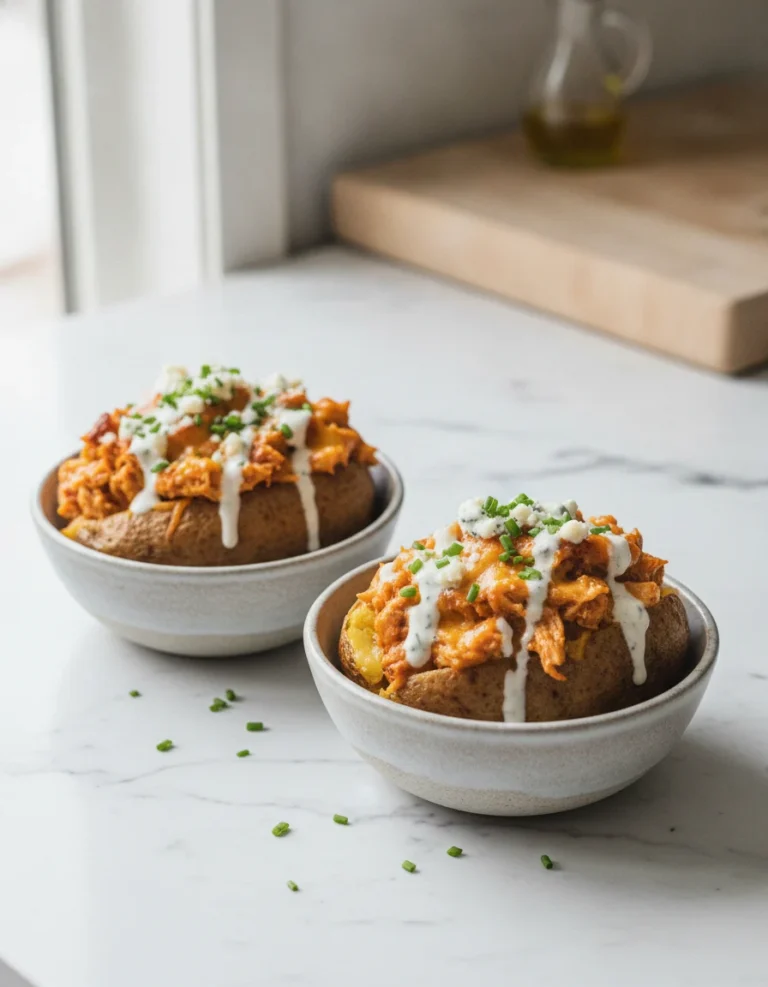 Buffalo Chicken Stuffed Potatoes