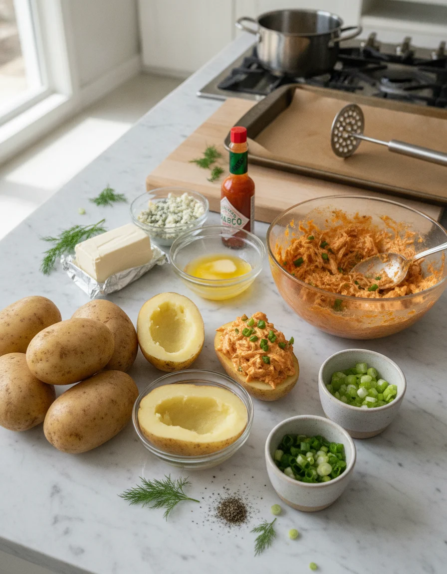 Buffalo Chicken Stuffed Potatoes