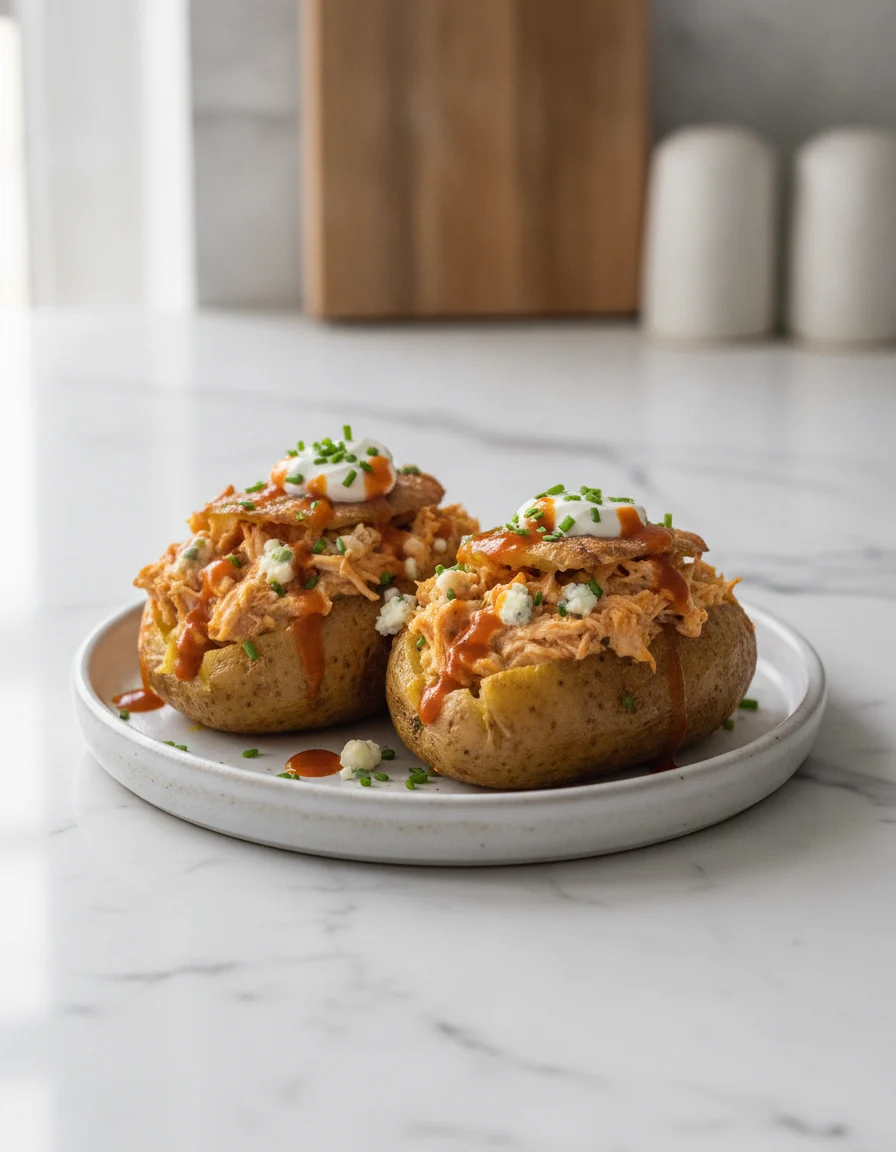 Buffalo Chicken Stuffed Potatoes