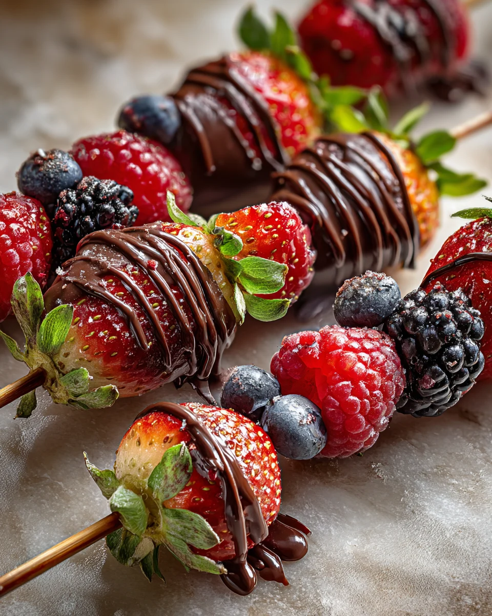Chocolate Dipped Fruit Skewers
