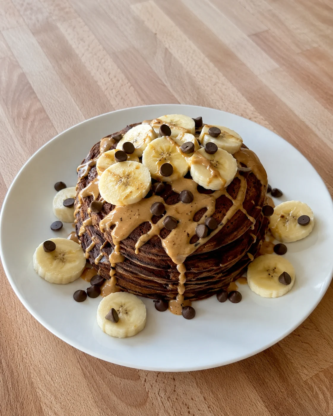 Chocolate Peanut Butter Protein Pancakes