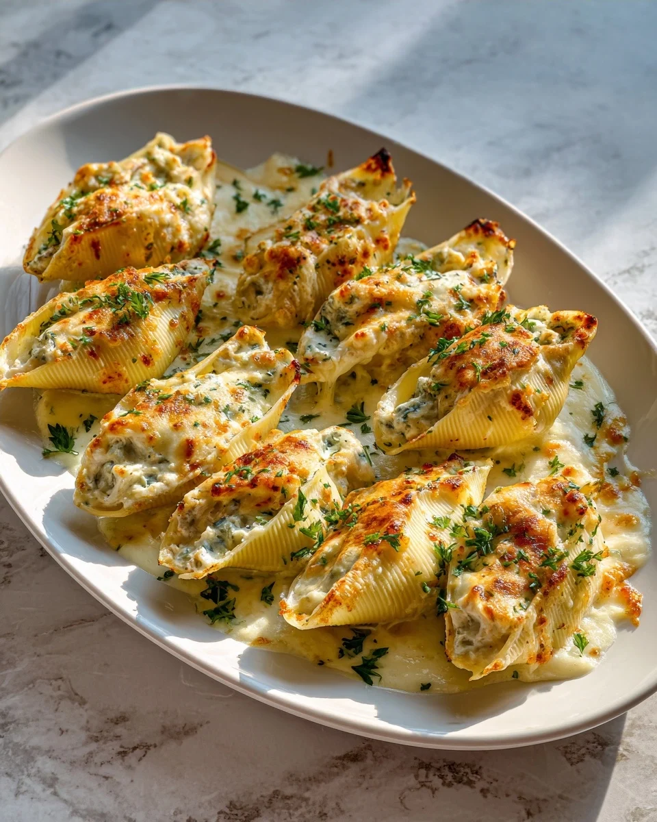 Crab Stuffed Shells with Alfredo Sauce