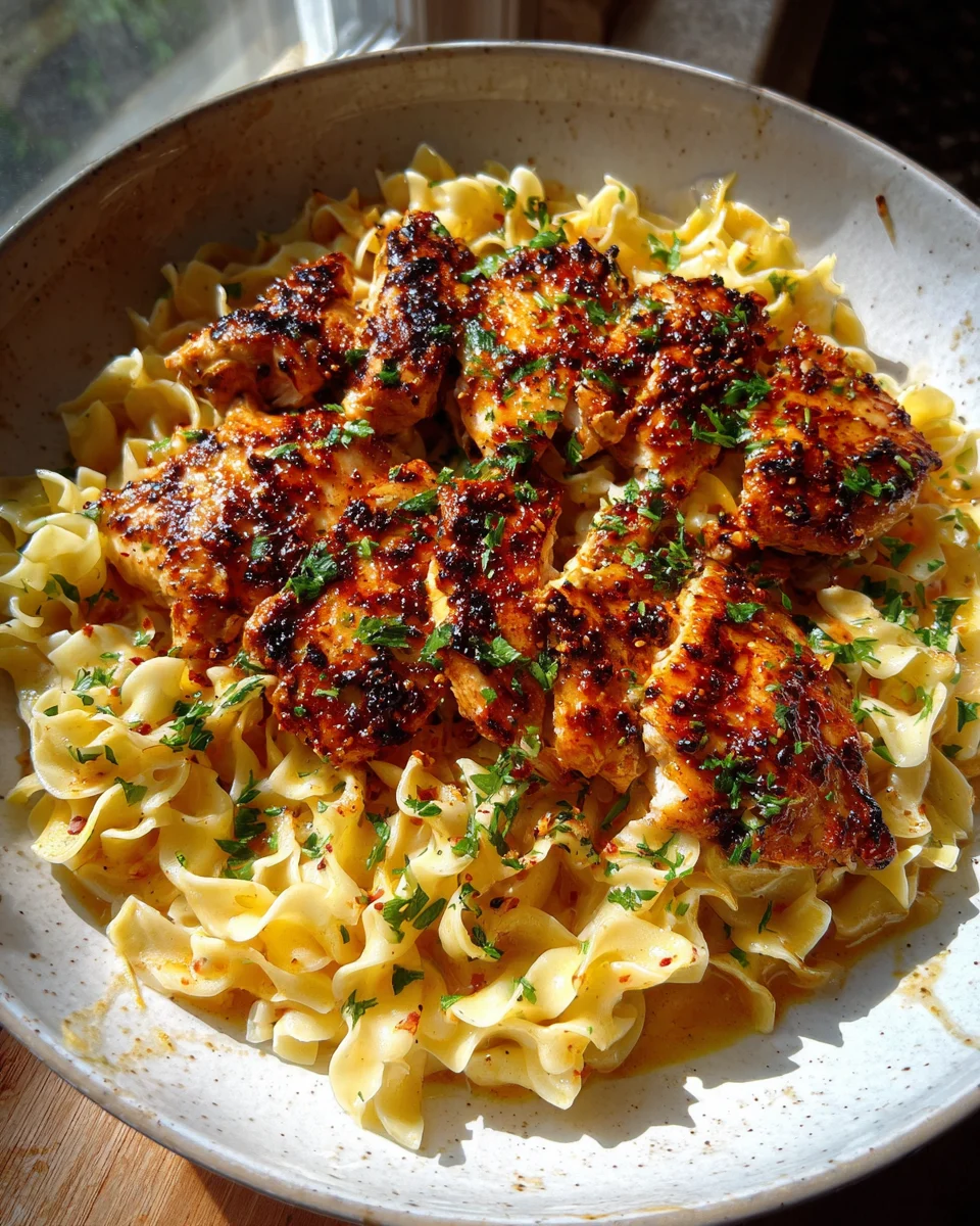 Creamy Garlic Butter Chicken with Egg Noodles