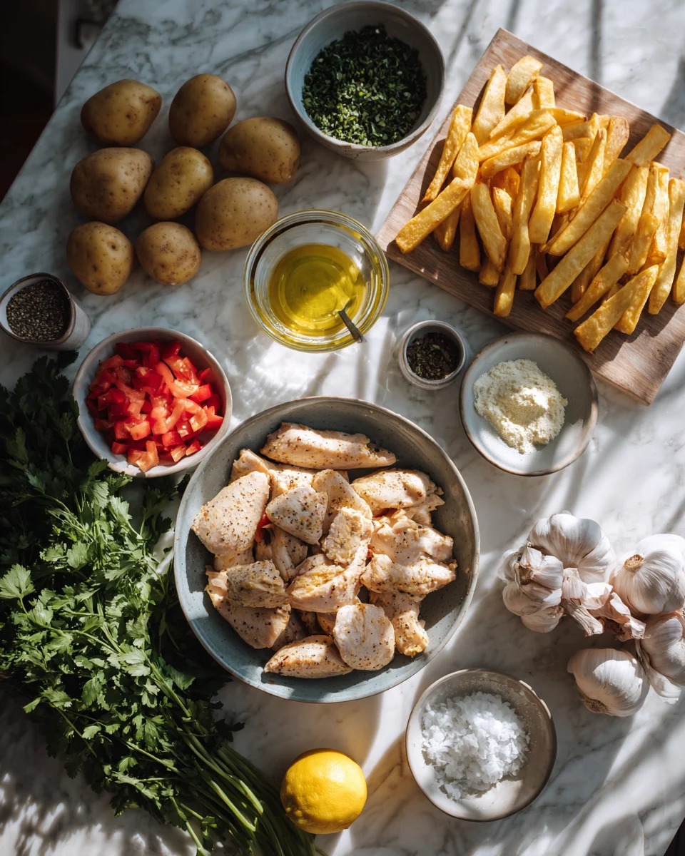 Creamy Garlic Butter Chicken with Golden Fries