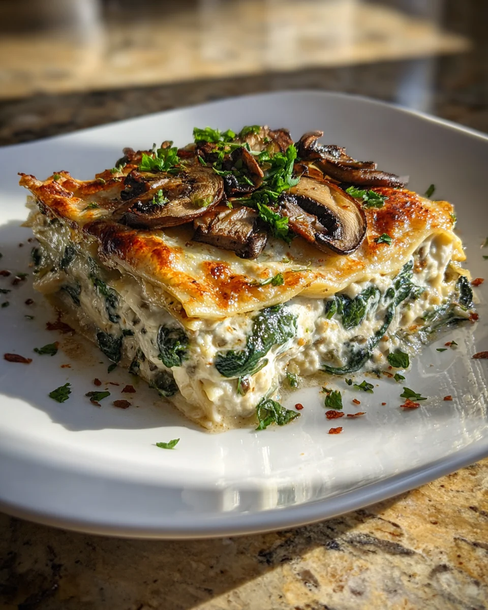 Creamy Spinach Mushroom Lasagna