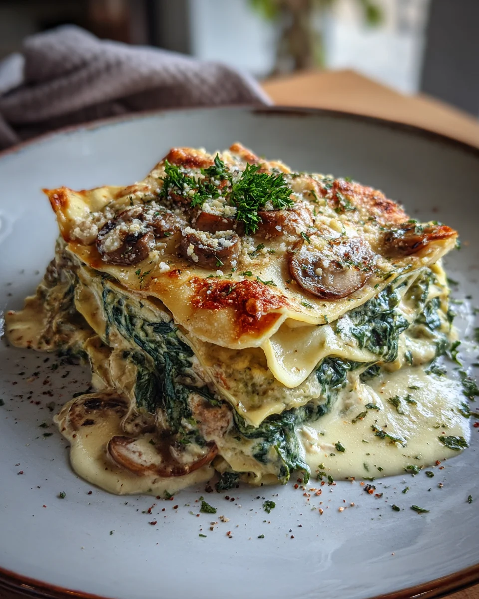 Creamy Spinach Mushroom Lasagna