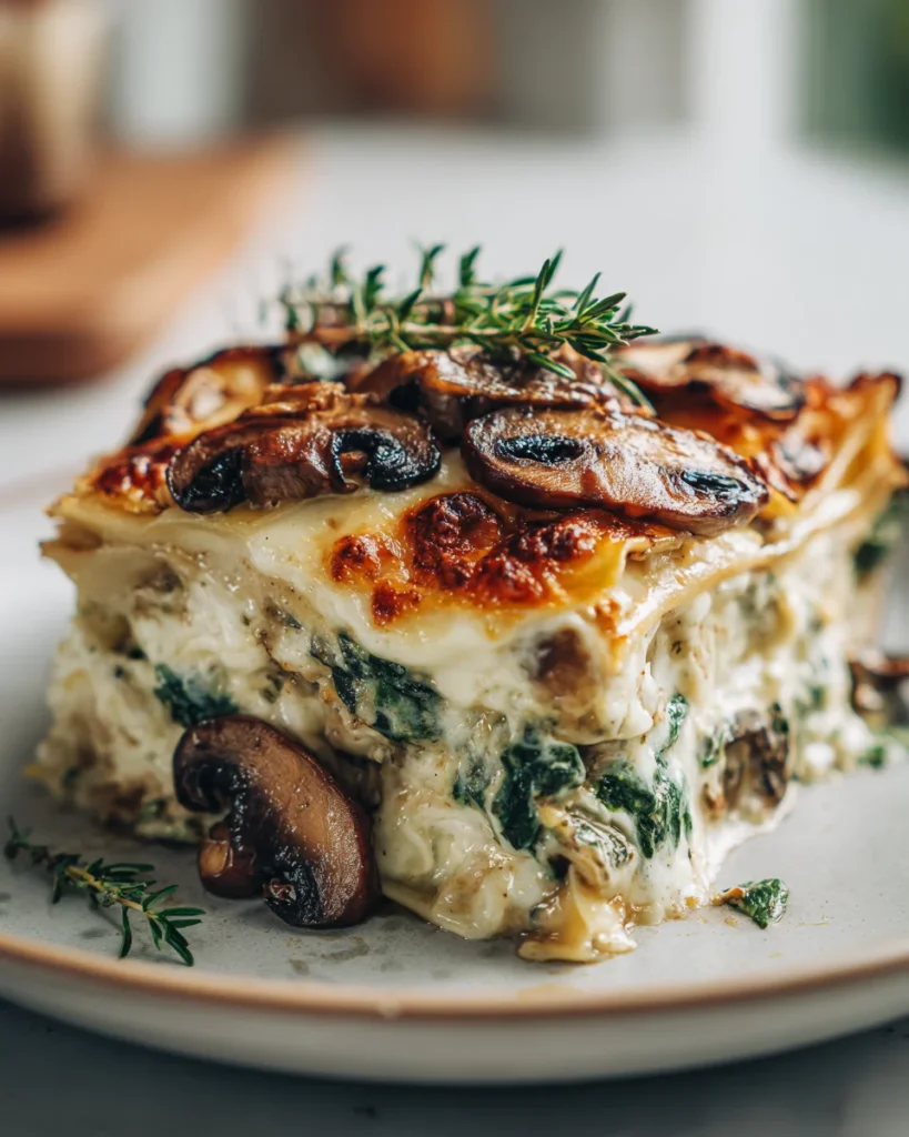 Creamy Spinach Mushroom Lasagna