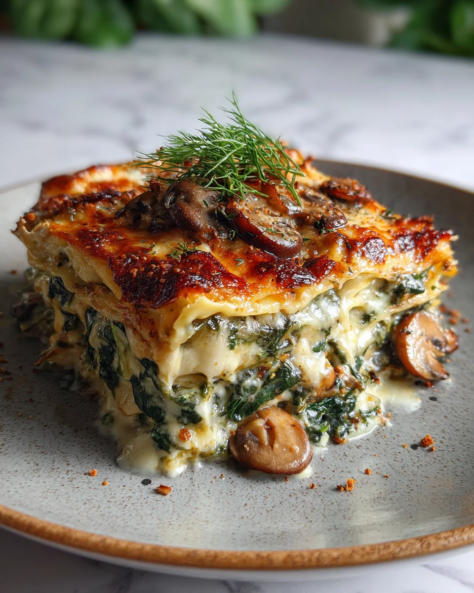 Creamy Spinach Mushroom Lasagna