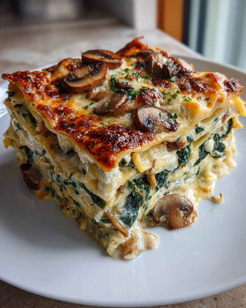 Creamy Spinach Mushroom Lasagna
