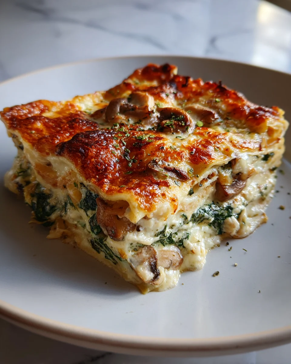 Creamy Spinach Mushroom Lasagna