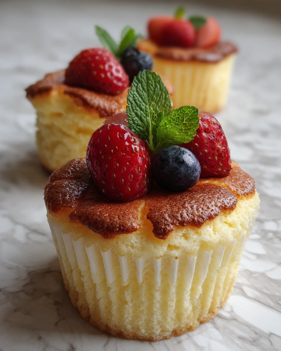 Fluffy Japanese Cotton Cheesecake Cupcakes