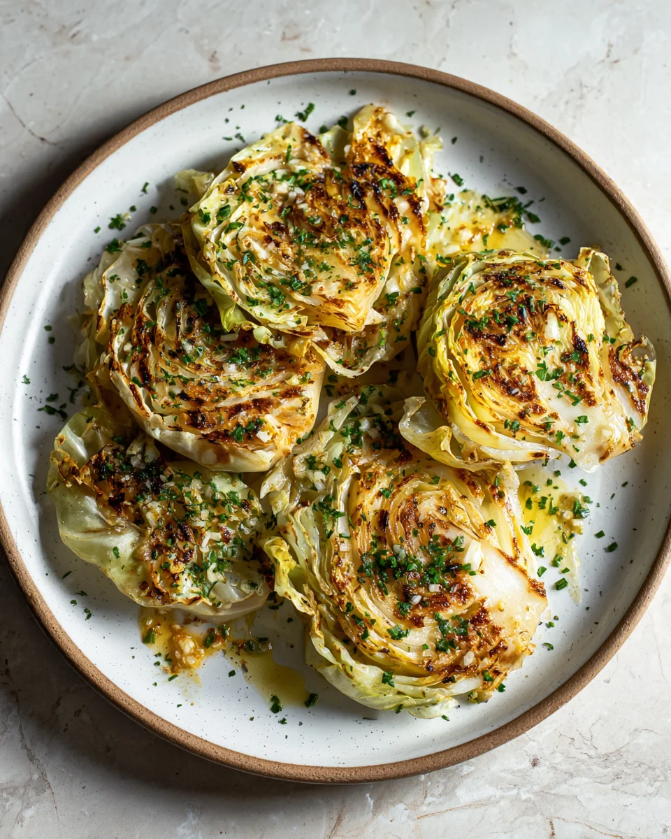 Garlic Butter Roasted Cabbage Steaks