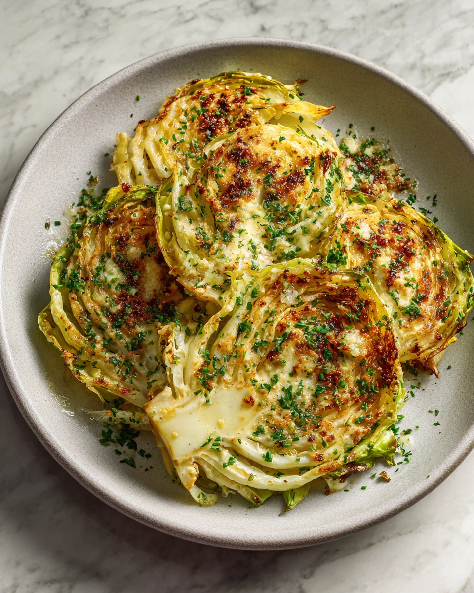 Garlic Butter Roasted Cabbage Steaks