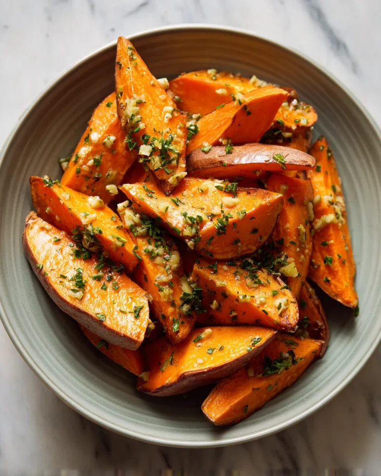 Garlic Butter Roasted Sweet Potatoes