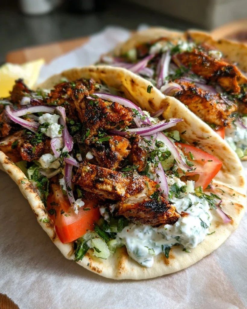 Greek Chicken Gyros with Marinade and Tzatziki