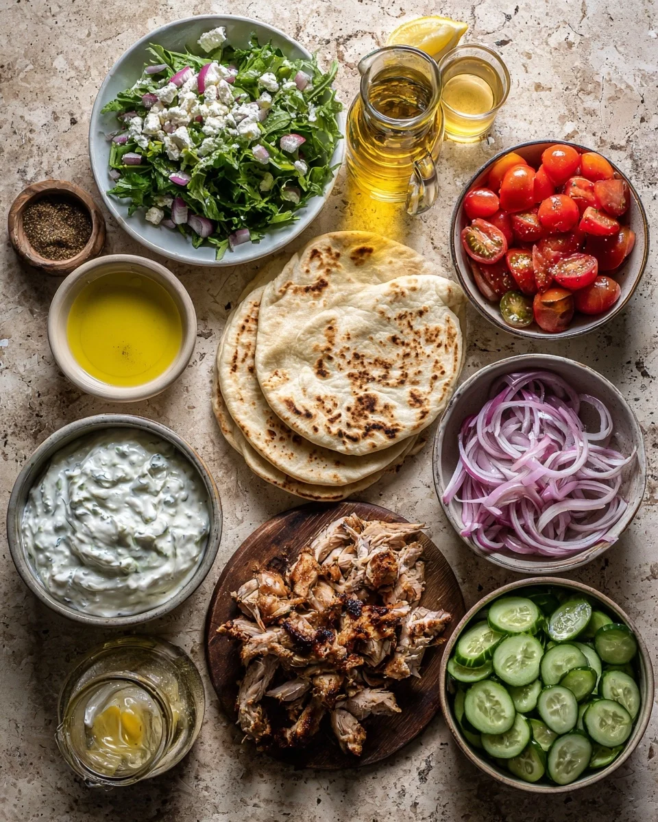 Greek Chicken Gyros with Marinade and Tzatziki