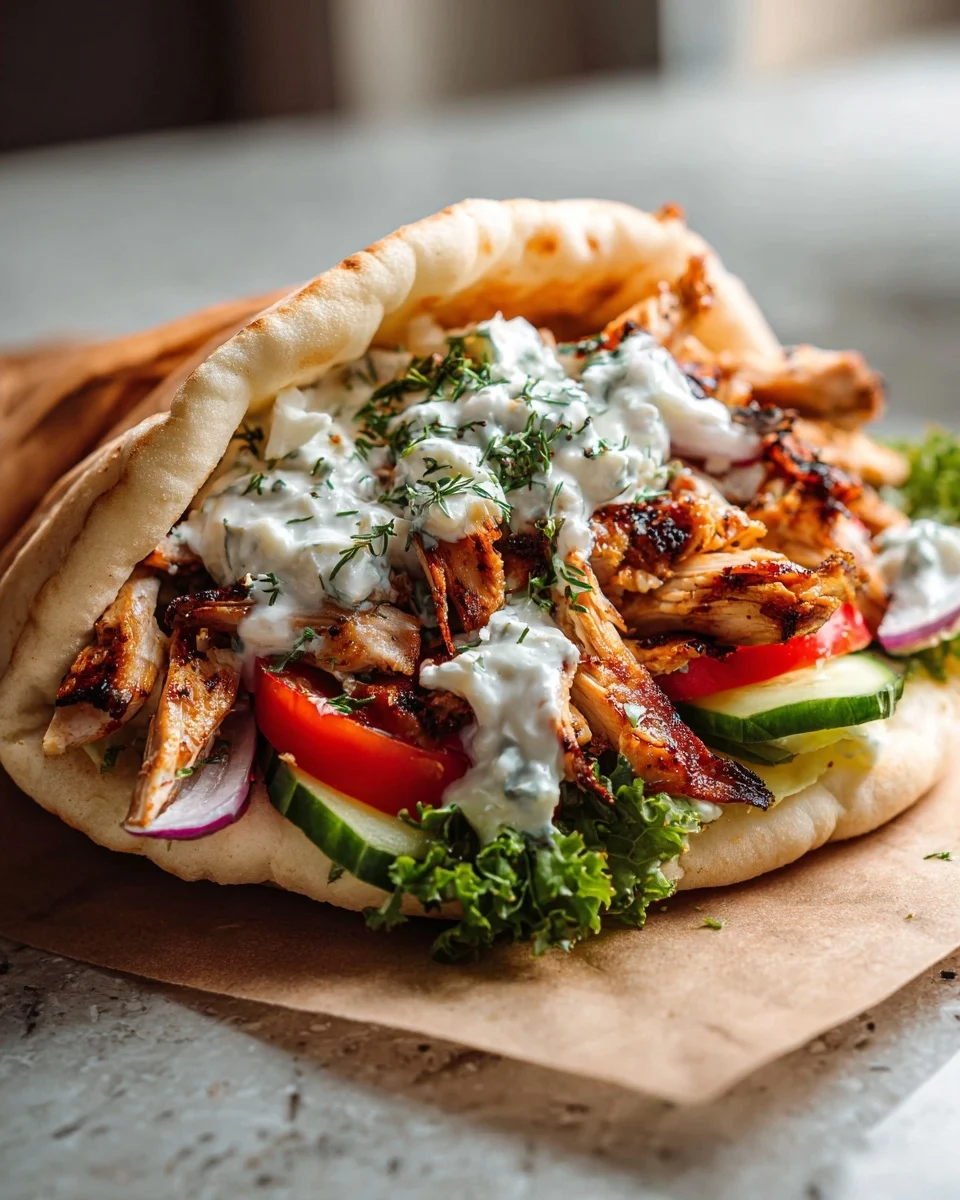 Greek Chicken Gyros with Marinade and Tzatziki