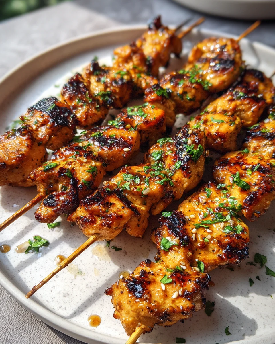 Grilled Honey Garlic Chicken Skewers