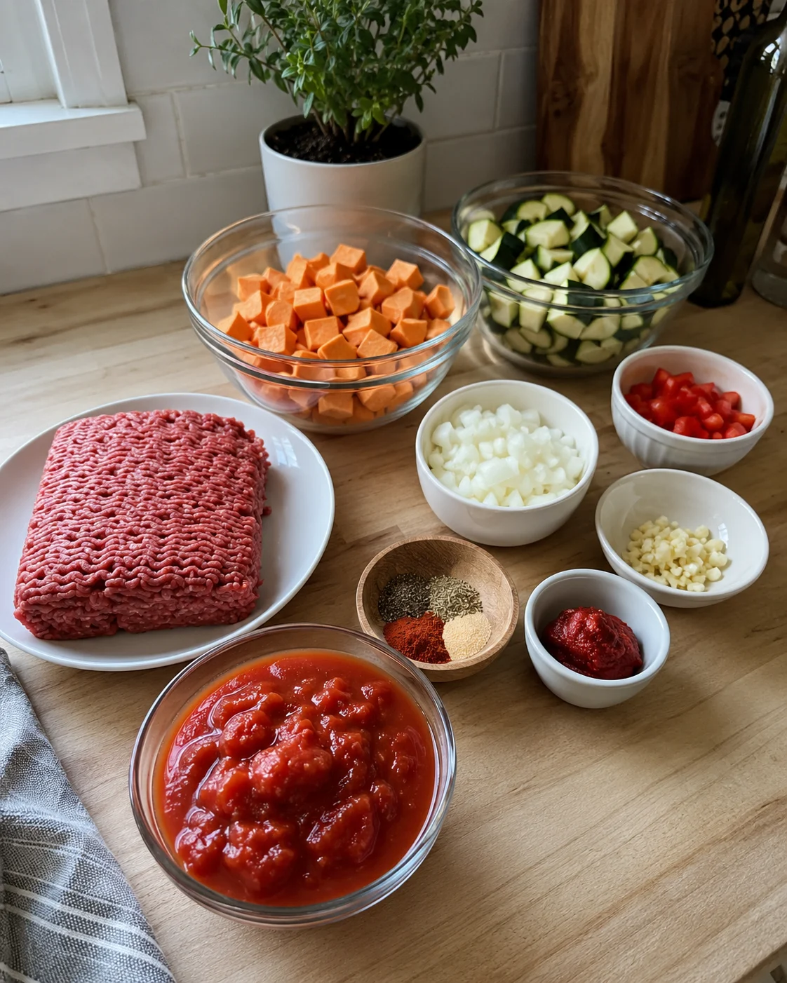 Ground Beef Zucchini Sweet Potato Skillet