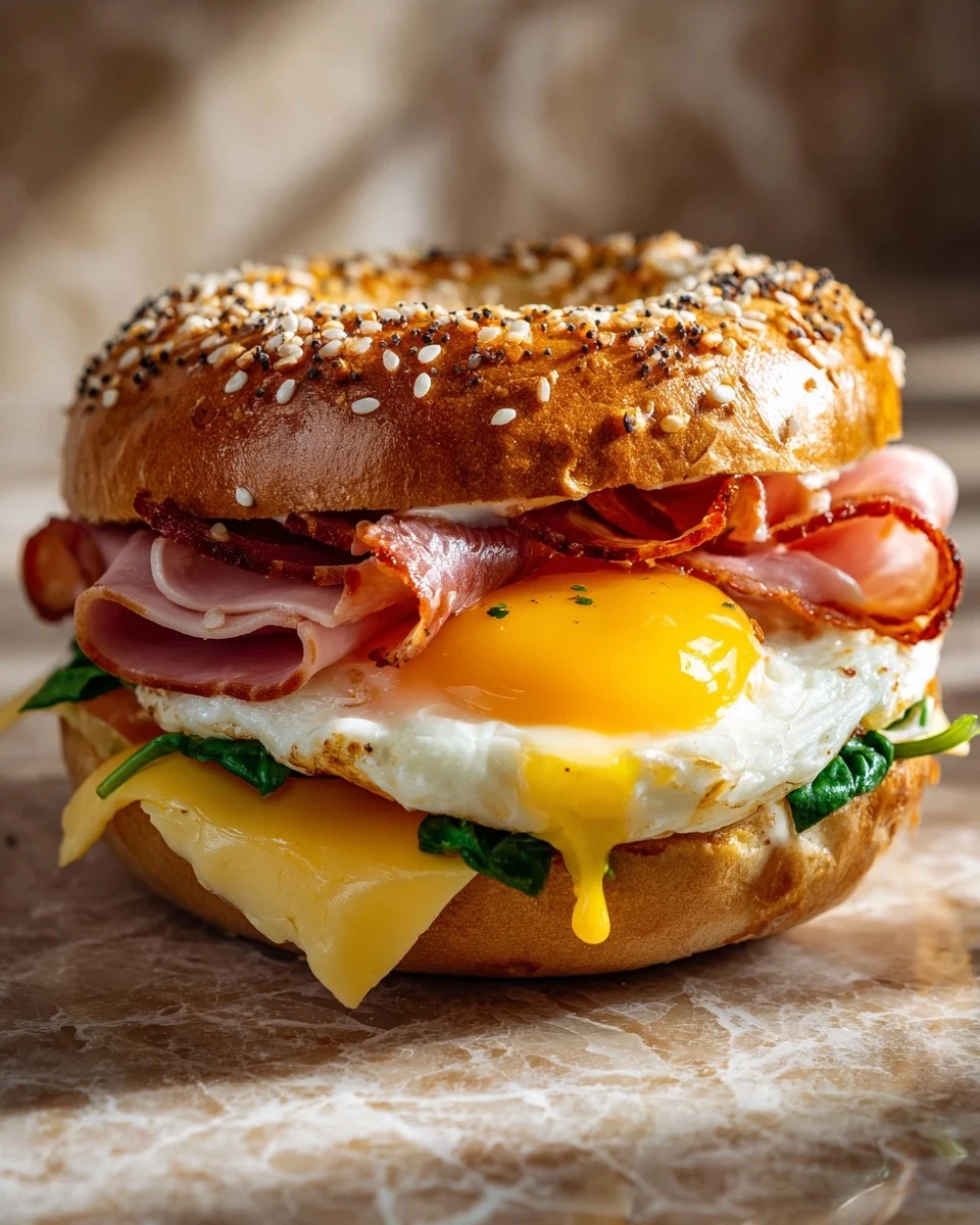 High Protein Bagel Breakfast Sandwich
