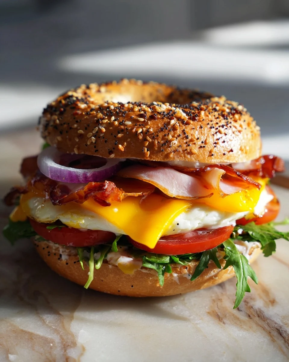 High Protein Bagel Breakfast Sandwich