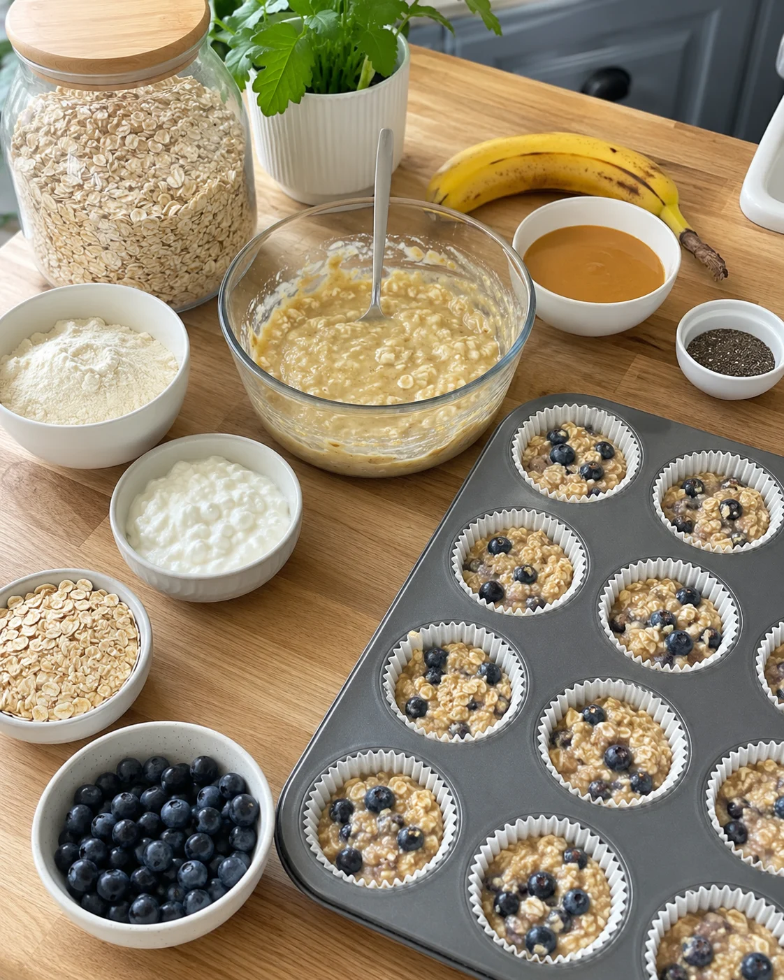 High Protein Blueberry Oat Cups