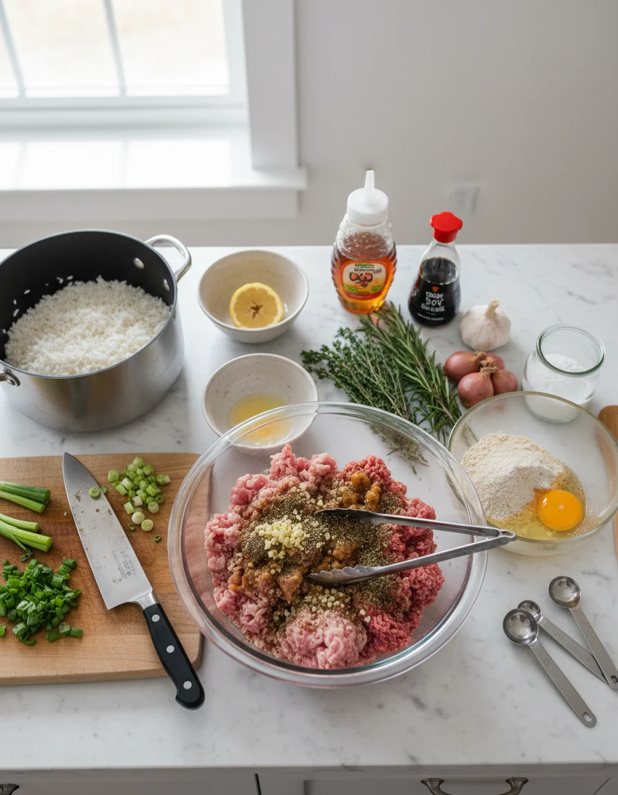 Honey Garlic Meatballs And Rice