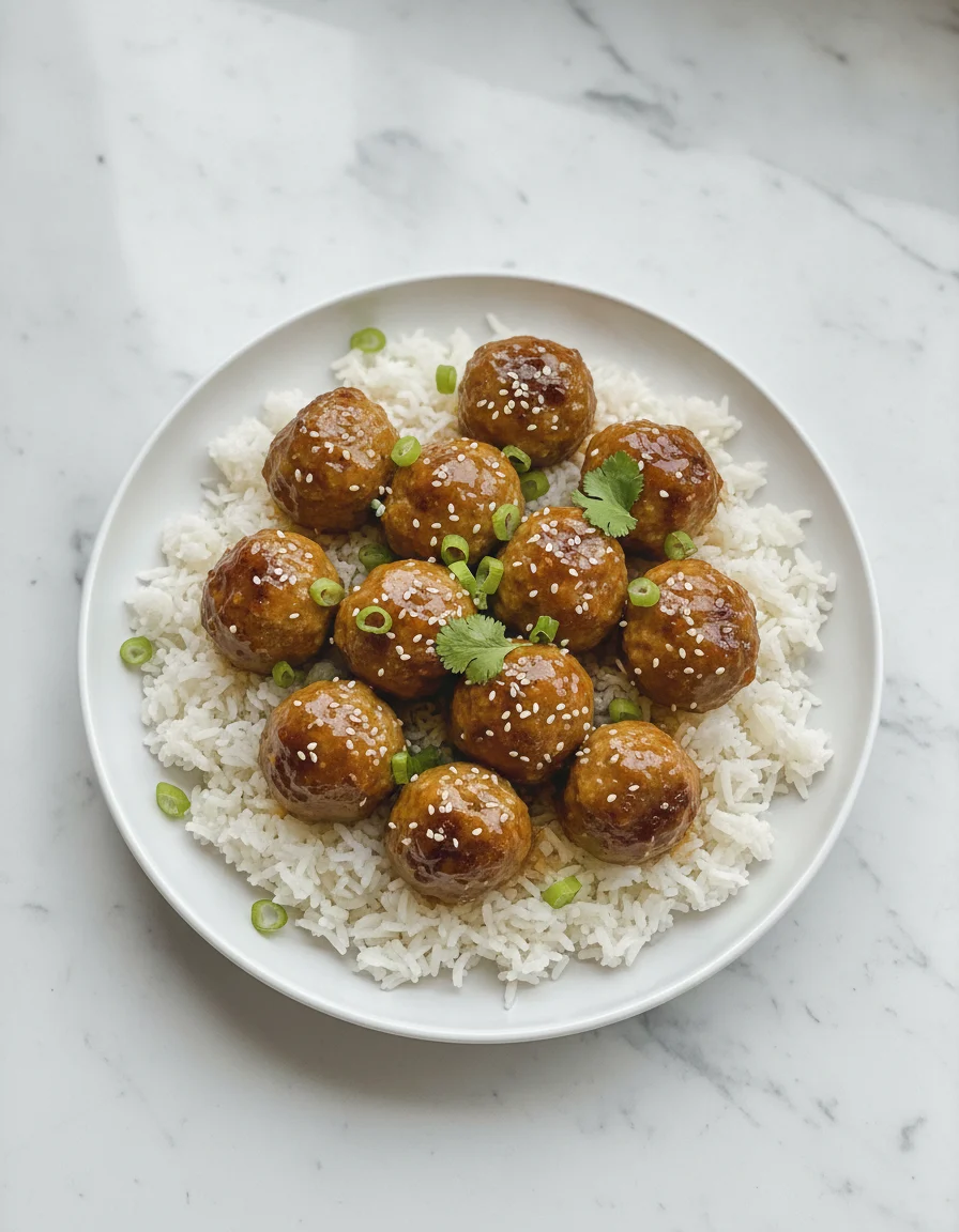 Honey Garlic Meatballs And Rice