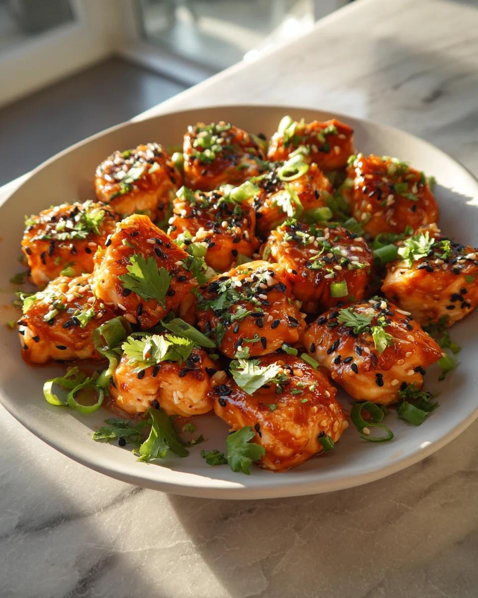 Honey Garlic Salmon Bites