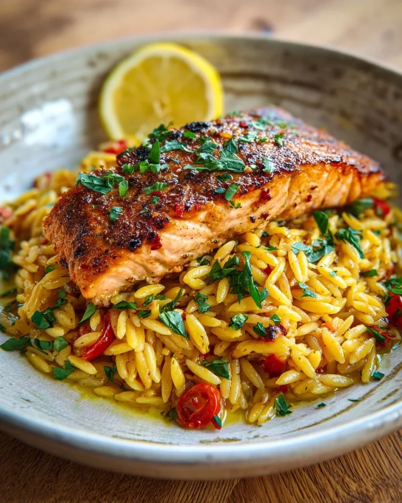 Lemon Orzo and Salmon