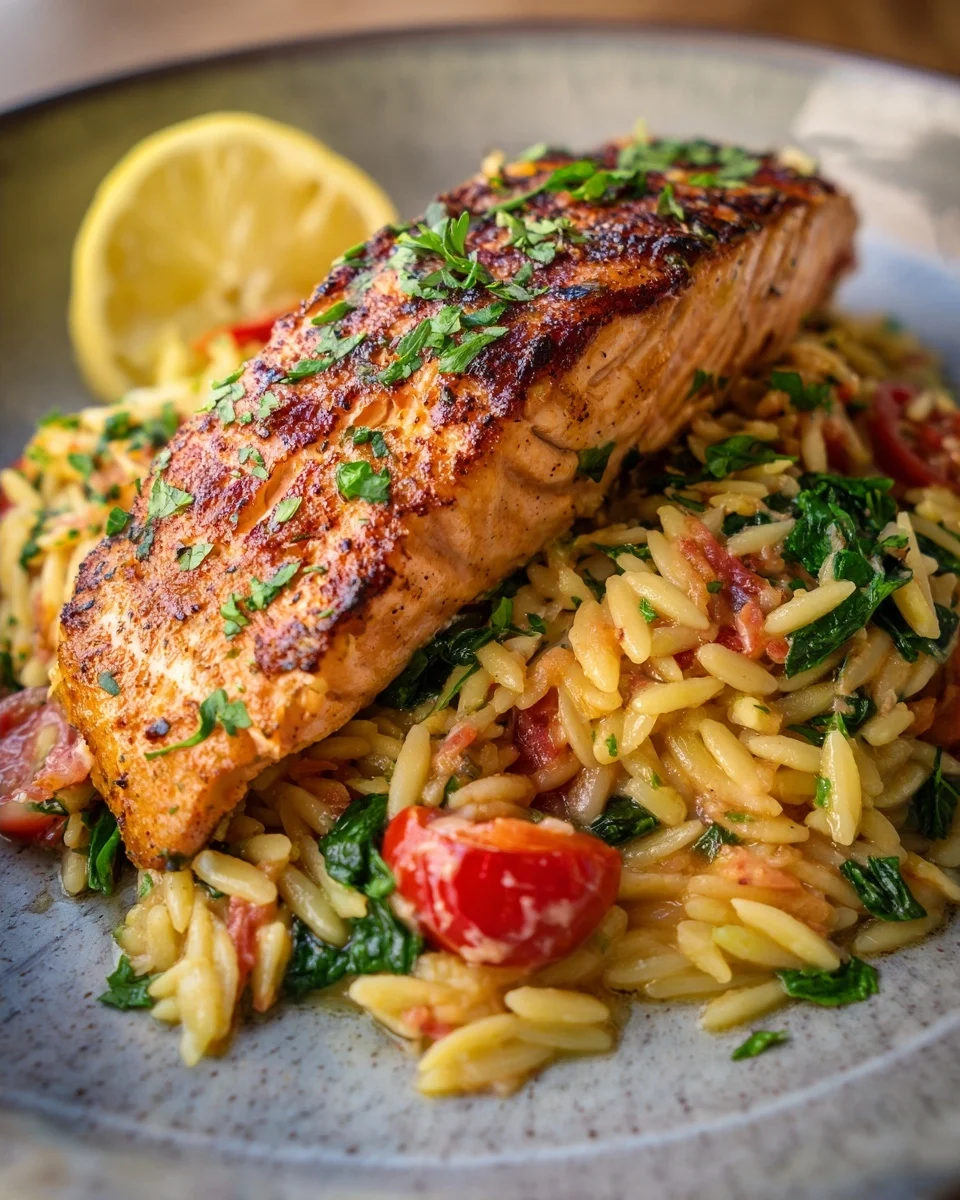 Lemon Orzo and Salmon