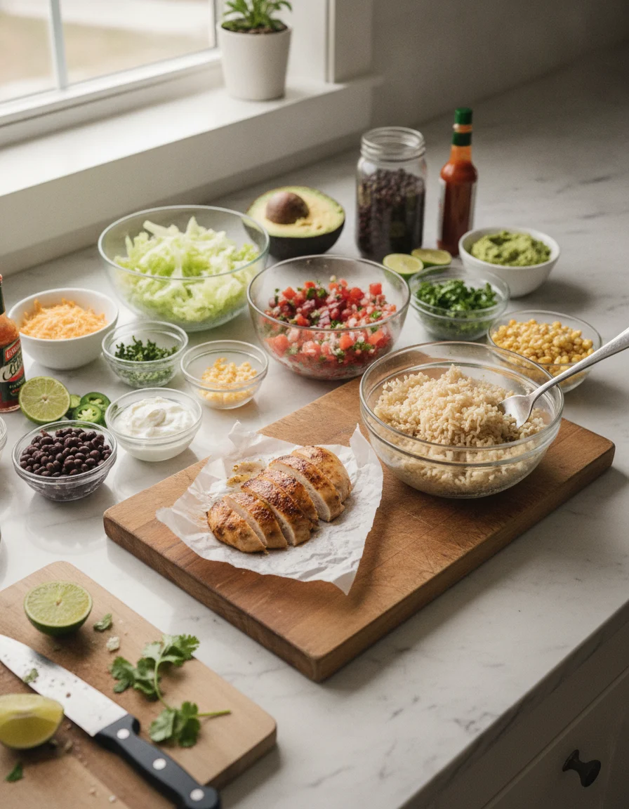 Loaded Chicken Burrito Bowls