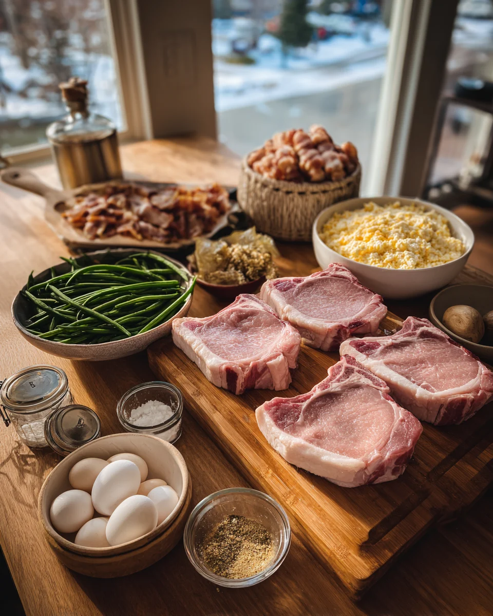 Maple Bacon Pork Chops in Creamy Dijon Sauce