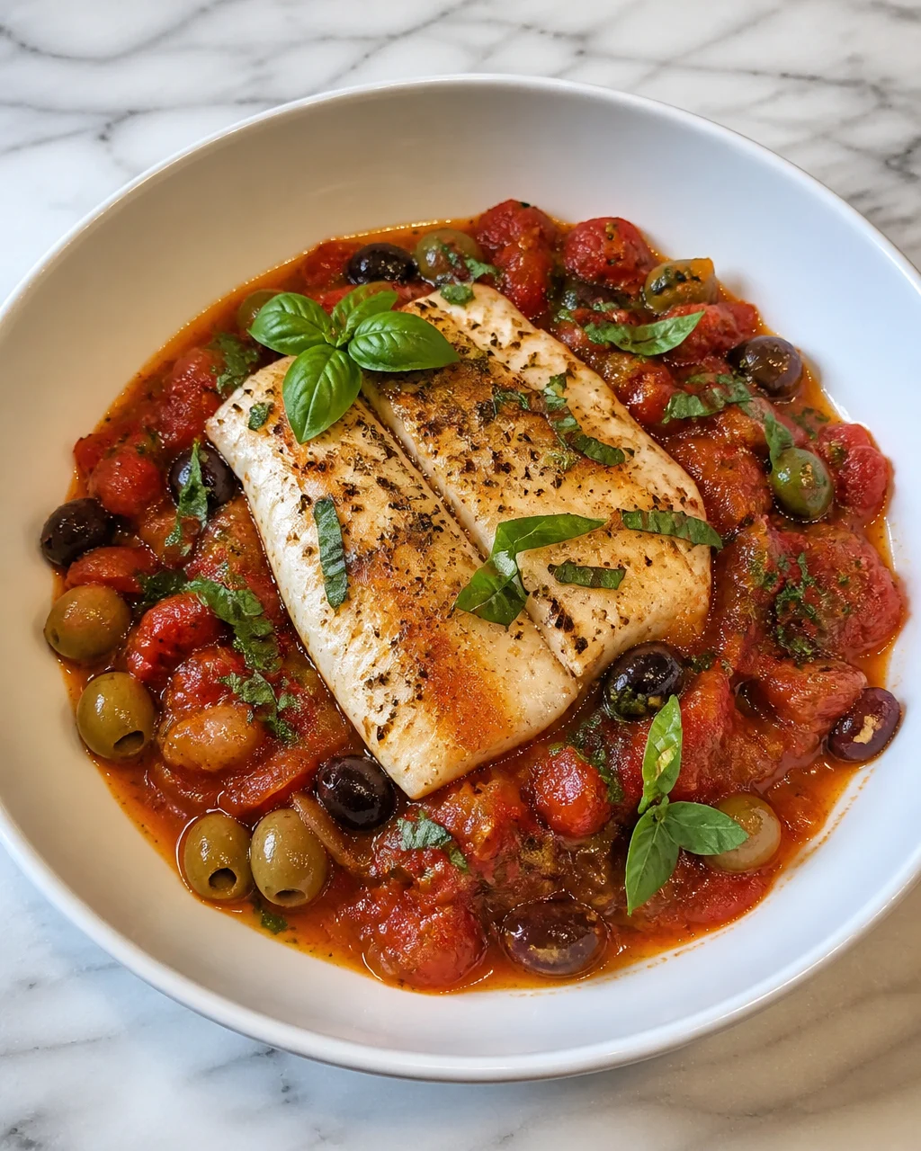 Mediterranean Cod in Tomato Basil Sauce