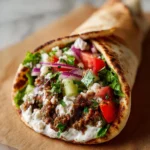 Mediterranean Ground Beef Pita Wrap